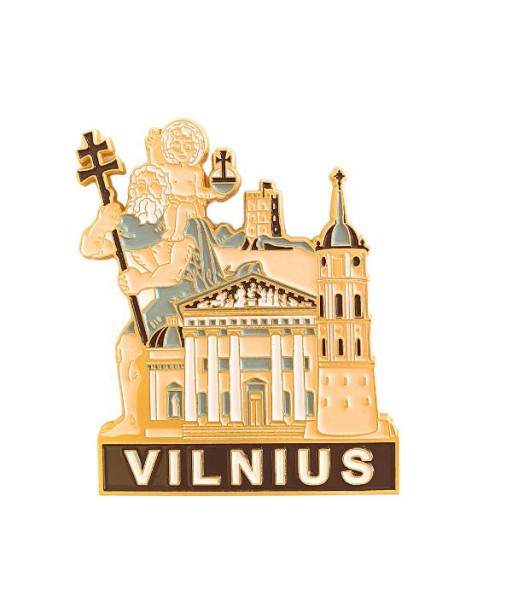 Metalinis suvenyrinis magnetas Vilnius ir Šv. Kristoforas